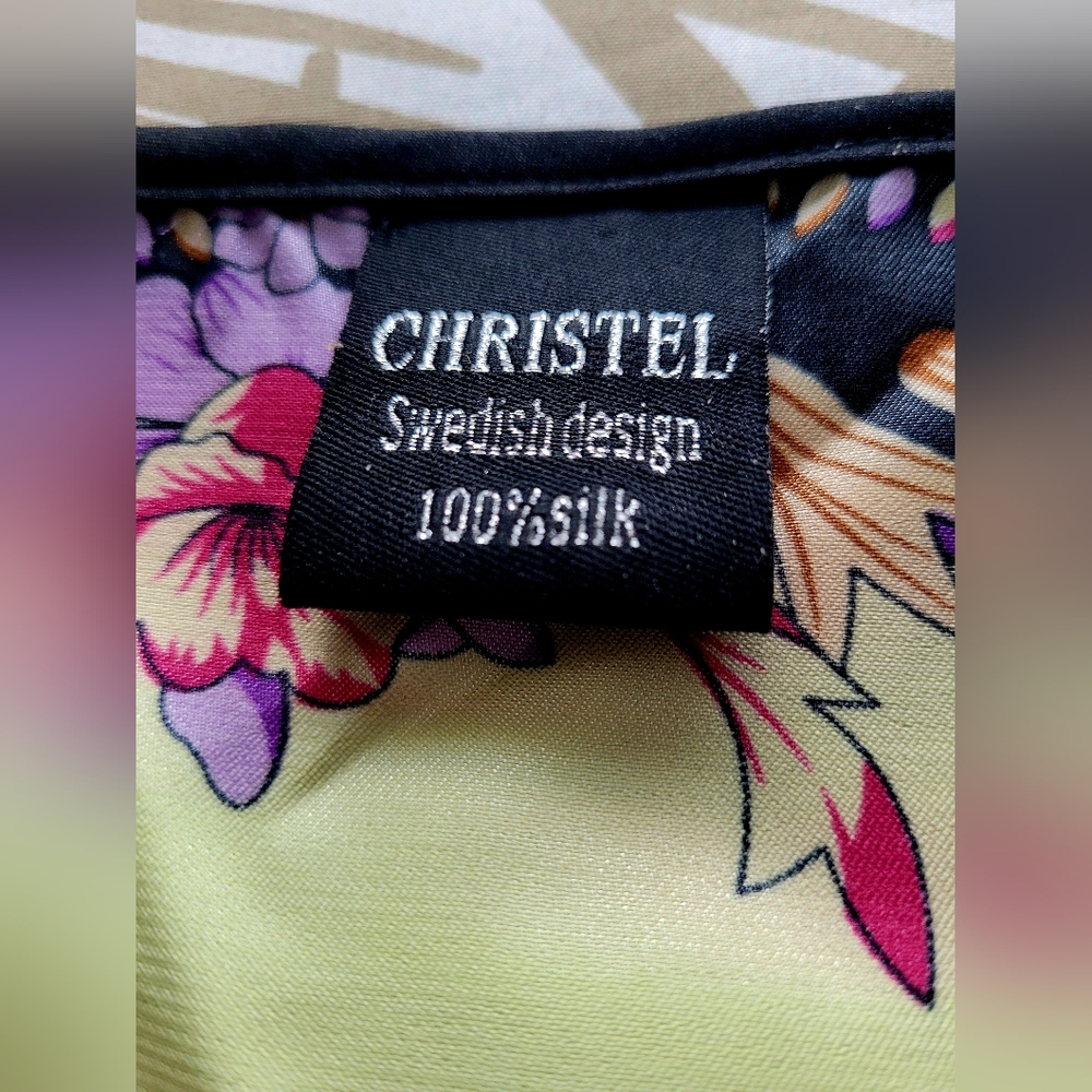 Christel Swedish Design Women's Luxe 100% Silk Tunic Dress One Size Paisley - Picture 13 of 16
